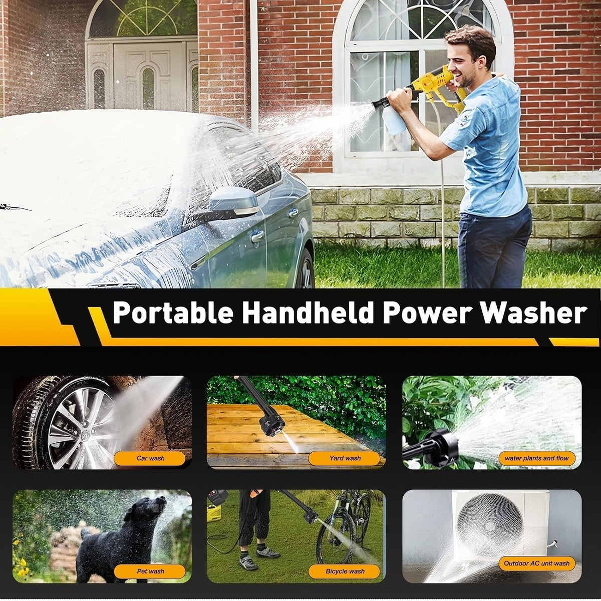 1100 psi cordless car washer,portable battery powered cleaning on a desk or shelf