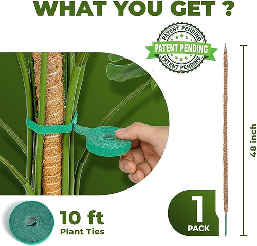 48 Inch Bendable Moss Pole Monstera Plant Support for Climbing Indoor Plants - Stakes for Potted Climbers - Tall Sticks Indoor Trellis for Houseplants - Accessories for Monstera Pot
