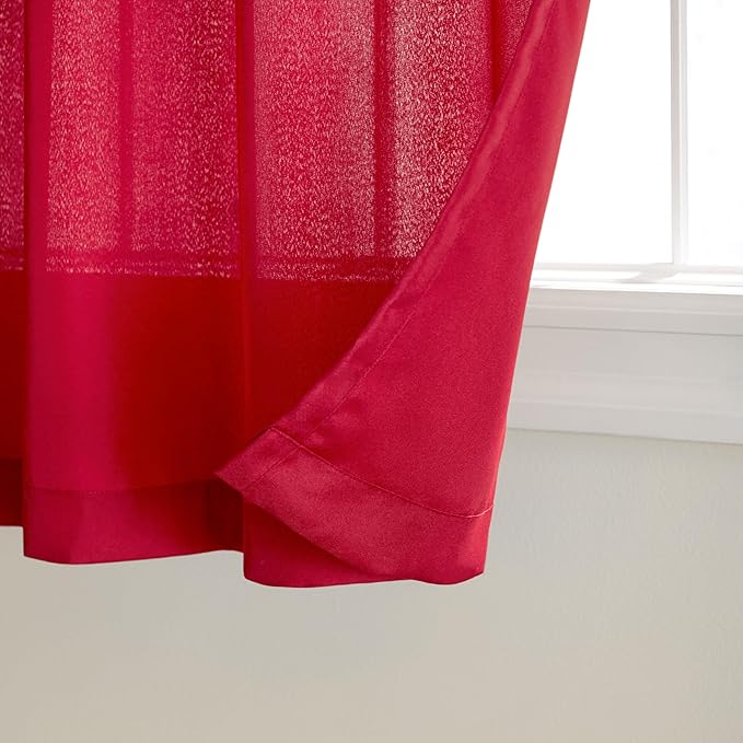 TOWN & COUNTRY BASICS Cabana Solid Heavyweight Indoor Outdoor Curtains, Light Filtering Opacity with Grommet Top, Water Repellent, 2-Pack Set, 54"x96", Radiant Red