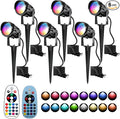 12W RGBW Color Changing Landscape Spotlights, 110V Plug-in Outdoor LED Spot Lights with Remote Control, IP65 Waterproof Garden Tree Lights for Yard Pathway Halloween Christmas Decoration (6 Pack)