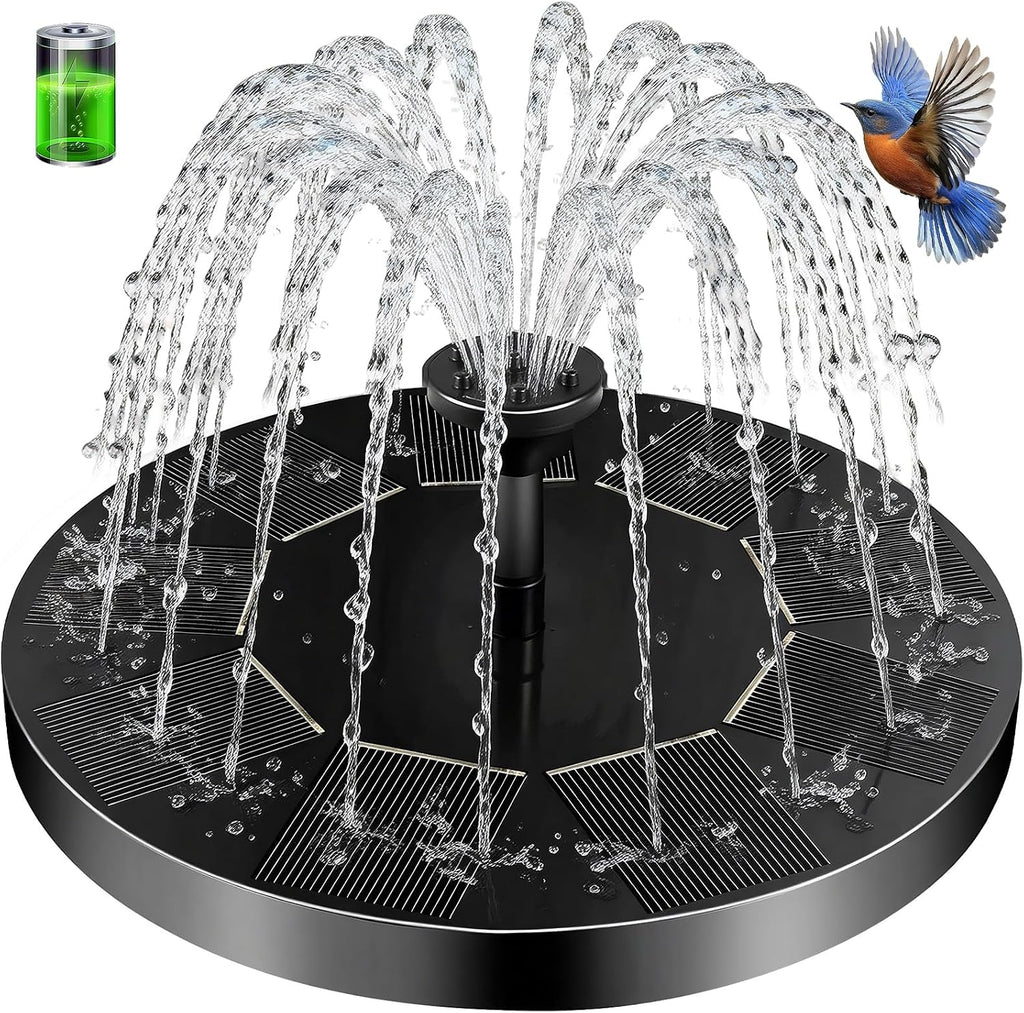 Solar Fountain Pump, 2026 Updated 2.5W Solar Powered Water Fountain with 6 Replacement Nozzles, Floating Solar Fountain for Bird Bath, Pond, Pool, Garden and Backyard