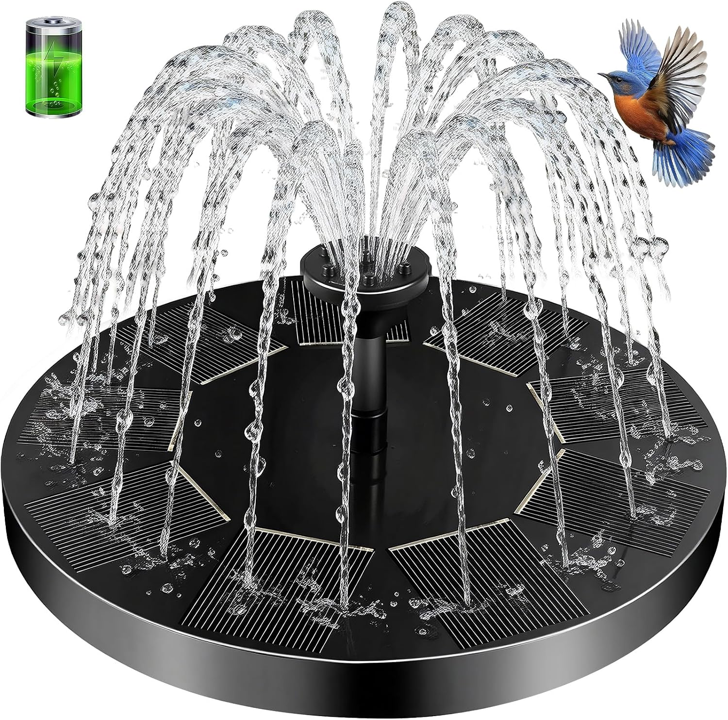 Solar Fountain Pump, 2026 Updated 2.5W Solar Powered Water Fountain with 6 Replacement Nozzles, Floating Solar Fountain for Bird Bath, Pond, Pool, Garden and Backyard