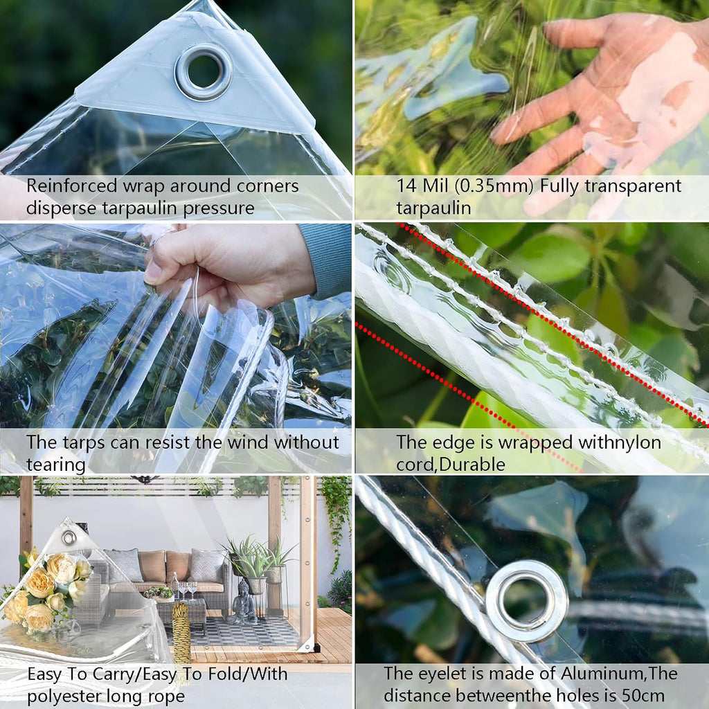 lc&qs clear tarps heavy duty pvc, transparent tarp, close-up detail