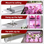 Grow Light for Plants, T8, 2FT, 24W, Full Spectrum, 8 Pack, Linkable | Indoor Grow Light with Reflector, 8x24W High PPFD, Full Spectrum Pink Light , Linkable, Aluminum for Seedlings & Succulents