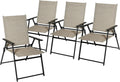 4pcs Folding Chairs for Outside, Foldable Patio Dining Chairs | Portable Lawn Chairs 4 Pack, All-Weather Outdoor Camping Chairs, Galvanized Steel Frame, Textilene Mesh Fabric