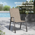 PHI VILLA Patio Chairs Set of 6, Outdoor Stackable Dining Chairs with E-Coating Metal Frame and Upgraded Textilene Fabric, All Weather Deck Chair 350 LBS Capacity for Porch Poolside Garden