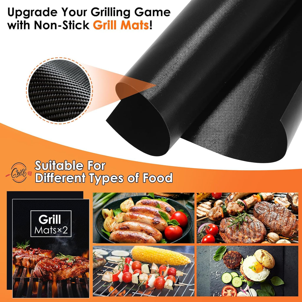 yoehka bbq grilling accessories set, 34pcs heavy duty showing dimensions