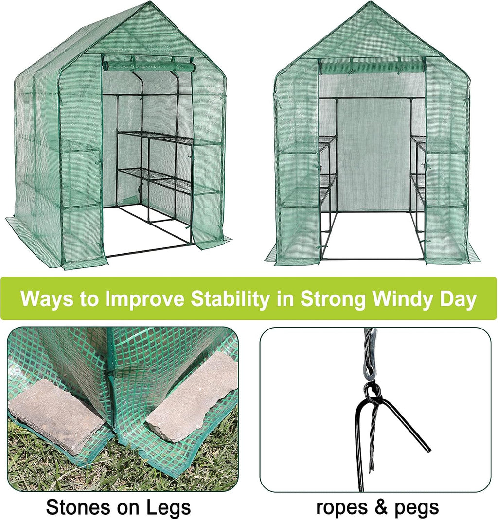 stream greenhouse, 4.75’x4.75’x6.4’ green house indoor greenhouse with, close-up detail