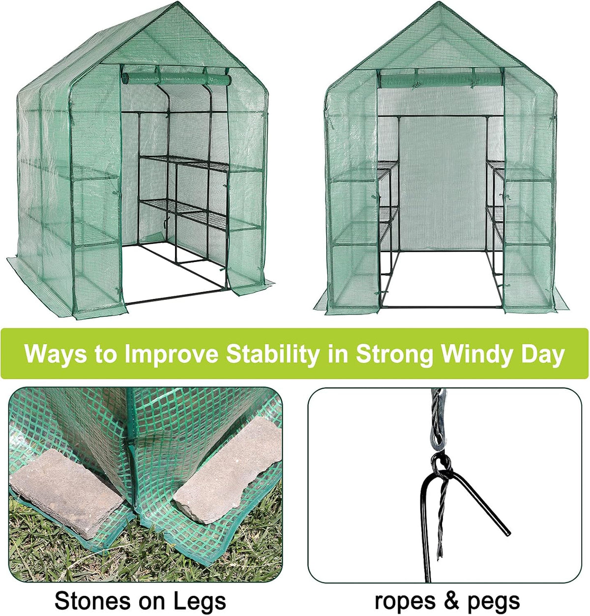 stream greenhouse, 4.75’x4.75’x6.4’ green house indoor greenhouse with, close-up detail