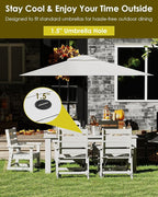 GREENVINES 5-Piece Outdoor Dining Set | HDPE | Patio Table and Chairs Sets for 4 | Patio Furniture | All Weather | Umbrella Hole | White | for Backyard Poolside Garden