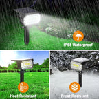 LANSOW Solar Spot Lights Outdoor, [4 Pack/76 LED] 2-in-1 Solar Landscape Spotlights, 3 Modes IP65 Waterproof Dusk to Dawn Solar Powered Flood Wall Lights for Outside Yard Garden Pathway(Cool White)