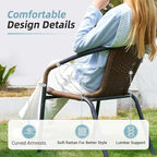 Amopatio Outdoor Dining Chairs Set of 6, Rattan Wicker Patio Chairs, Stackable Indoor-Outdoor Chairs, Bistro, Deck, Yard, Porch, 6 Pack, Brown