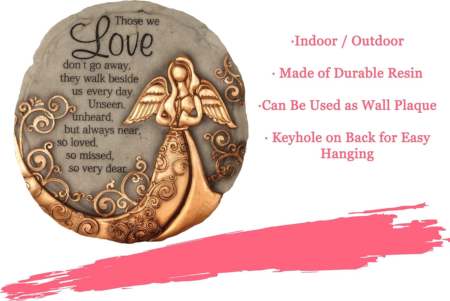 Spoontiques - Garden Décor - Bronze Angel Stepping Stone - Decorative Stone for Garden
