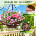 REMIAWY Hanging Baskets Coco Liners, 4 Pack 14 Inch Natural Coconut Fiber Liner Replacement for Planters, Round Hanging Basket Inserts for Flowers Vegetables Herbs, Garden Pots Indoor Outdoor