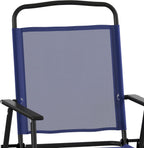 Flash Furniture Mystic Folding Patio Sling Chairs, Outdoor Textilene Lawn Chairs with Armrests, Set of 2, Navy | Textilene
