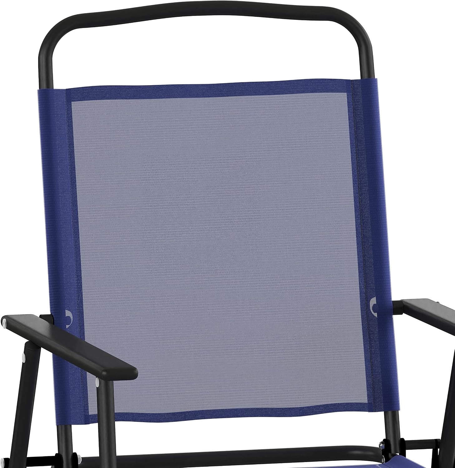 Flash Furniture Mystic Folding Patio Sling Chairs, Outdoor Textilene Lawn Chairs with Armrests, Set of 2, Navy | Textilene