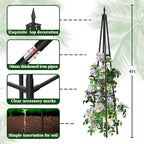 4FT Obelisk Trellis for Climbing Plants Outdoor, 16mm Rust-Proof Extra Thickened Plastic-Coated Metal Pipes, Indoor Climbing Support for Potted Plants, Vines, Flowers Stands,Black