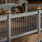 Dynaming 4 Pack Solar Post Cap Lights Outdoor with Flickering Flame Light, Fence Post Solar Lights Fit for 4x4 5x5 6x6 Vinyl/Wooden Posts, High Brightness SMD LED Lighting Decor for Garden Deck Patio