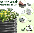 A ANLEOLIFE 6X2X1.5 ft Galvanized Raised Garden Beds Outdoor, Oval Round Metal Planter Box for Planting Vegetables Flowers Herb, Anti-Rust & Easy-Setup, Quartz Grey
