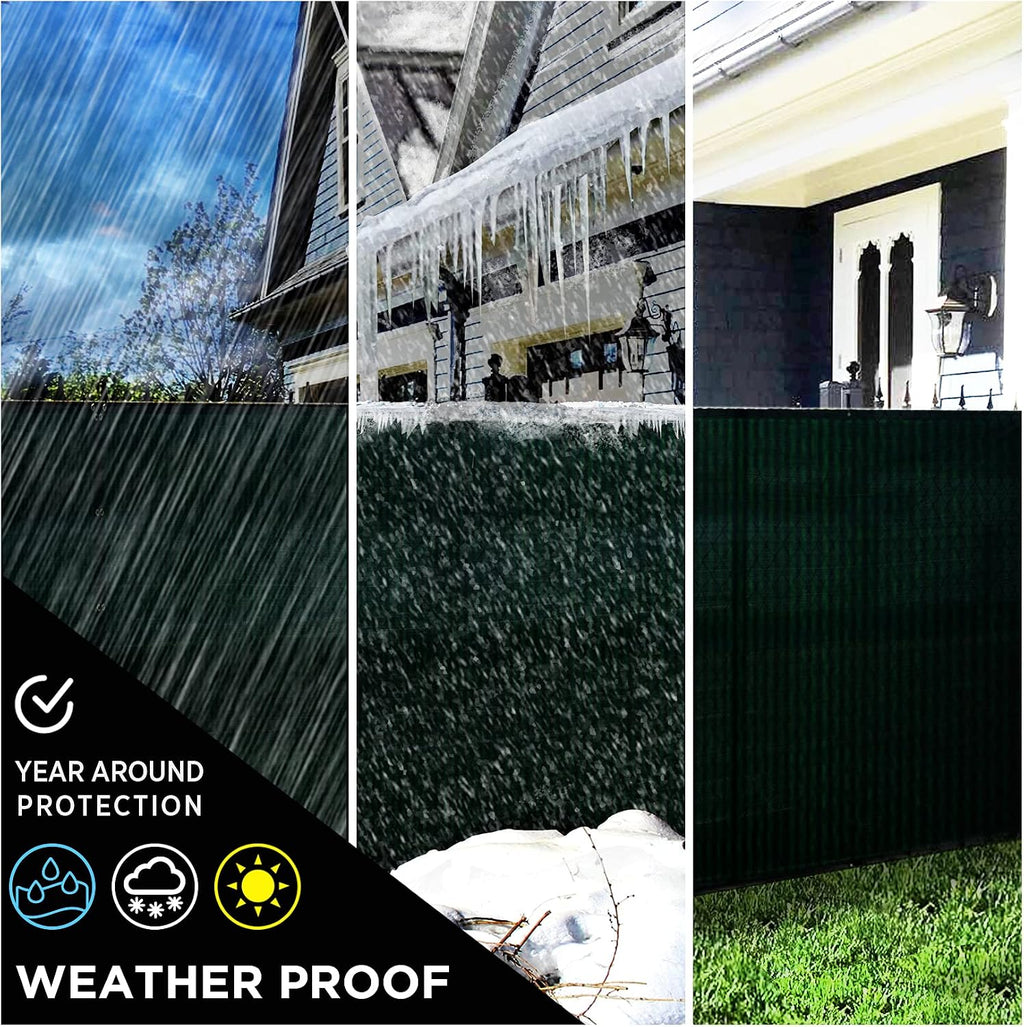 chain link fence privacy screen 6'x25' green, windscreen, close-up detail
