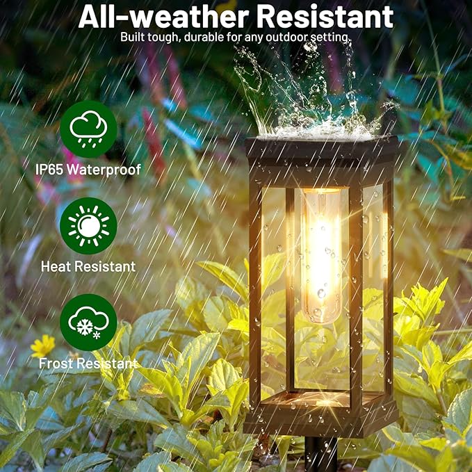 BesLowe Upgraded Solar Pathway Lights Outdoor, 6-Pack Large LED Solar Light Outdoor Waterproof, Super Bright Outside Lights for Yard, Sun-Powered Landscape Lighting for Garden Walkway, Warm White