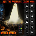12 in 1 Halloween Projector Lights Outdoor, 3D Dynamic Ghost/Skeleton/Bat/Scarecrow/Pumpkin/Witch Cauldron HD Patterns Halloween Decor,Night Lights for Party Home Window Wall Holiday Decor