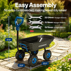 vivohome 660lbs wheelbarrow dump garden cart with 2-in-1, close-up detail