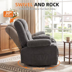 MAHOMICO Rocker Recliner Chair with Massage and Heat | Cup Holders,USB Charging Port,Side Storage Pockets,Soft Armrests,Single Sofa Recliner,for Living Room,Nursery,Bedroom,Grey