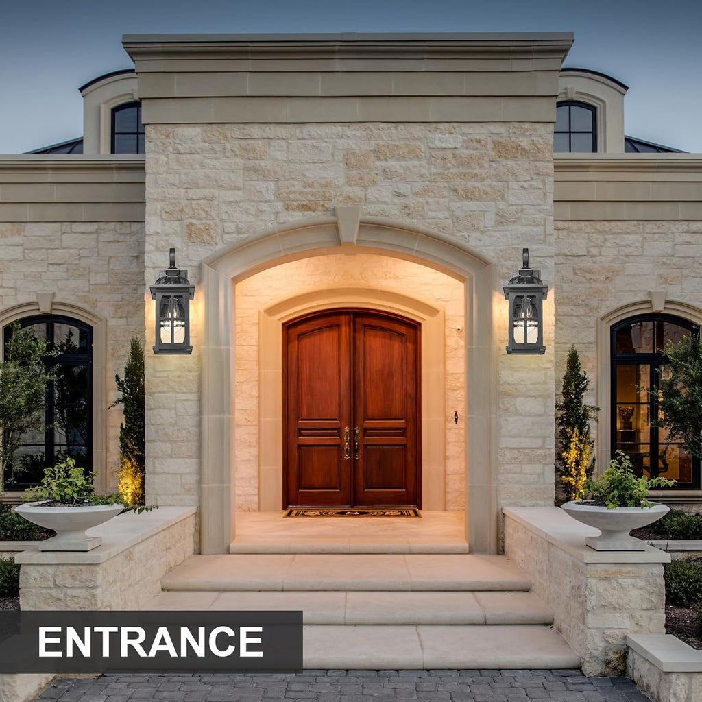 Darkaway Outdoor Wall Lights, Exterior Light Fixture with Seeded Glass, Aluminum Anti-Rust Exterior Lights Sconces Lighting for House Porch Yard Hallway Doorway Garage