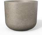 Kante Round Concrete Planter, 9 Inch Dia Classic Style Large Plant Pot with Drainage Hole for Indoor & Outdoor Plants, Ideal for Home, Patio, Garden, Weathered Concrete