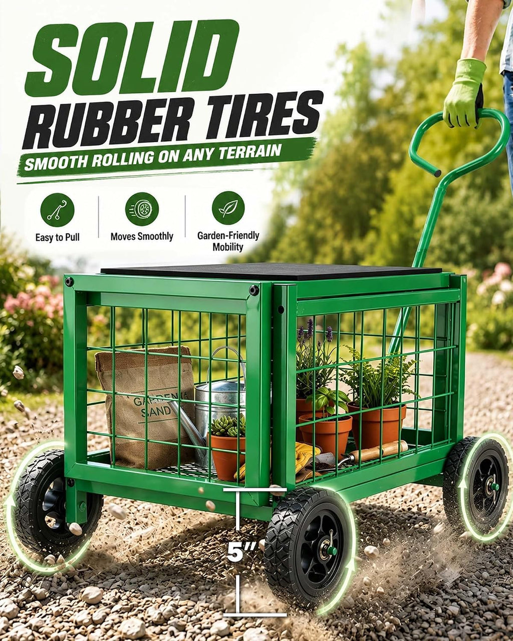 hulisen garden cart with detachable seat, rolling garden, package contents