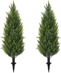 ecolvant 3ft artificial cedar topiary trees with ground, main product view