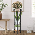 CASIMR Plant Stand Indoor Outdoor, Metal Rustproof Flower Shelf 3 Tier 32.3 inch, Tall Multiple Plant Pot Holder Rack for Garden Patio Living Room Corner Balcony, 2 Pack Black