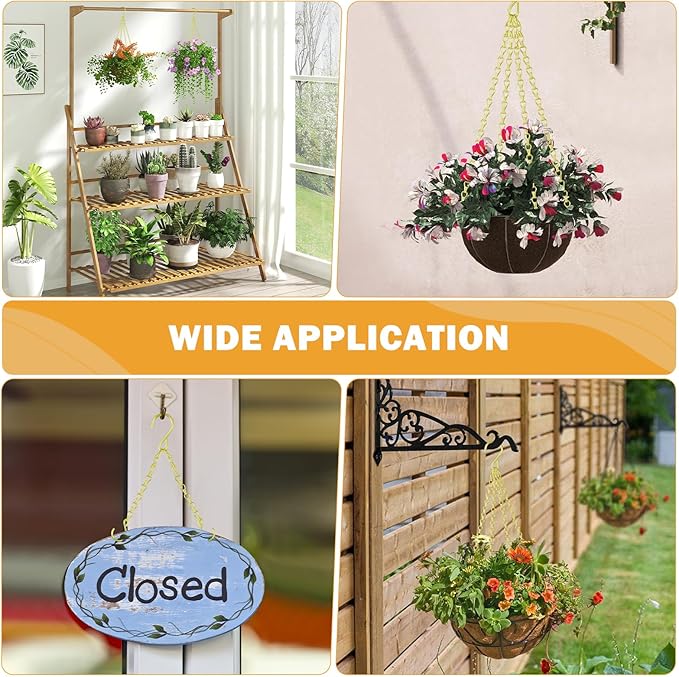 garini 6 Pack, 23 Inch Hanging Baskets Chain, Gold Hanging Chains with Hooks, Replacement Plant Hangers for Planters, Bird Feeders and Lanterns