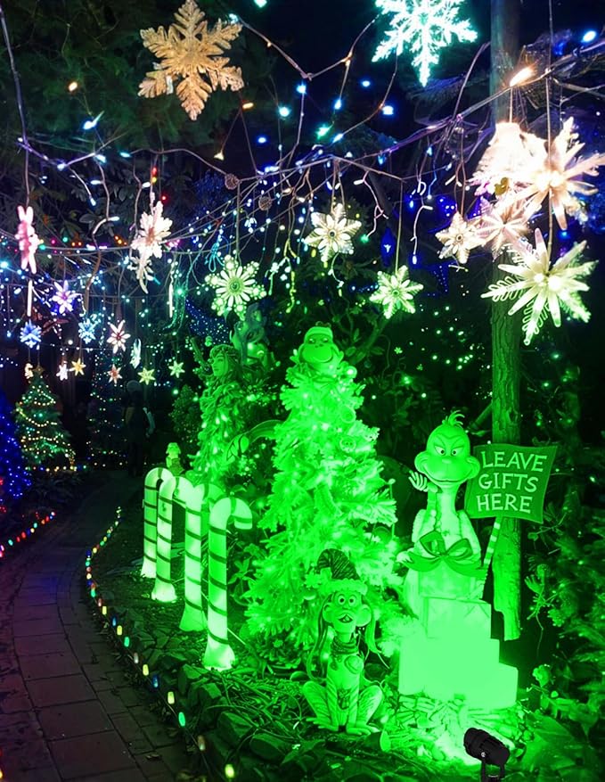 Green LED Spot Lights Outdoor, 14 LED Landscape Lighting with US Plug, IP65 Waterproof Spotlights for Tree Yard Garden Pathway Flag St. Patrick's Day Halloween Christmas Decor 2 Pack