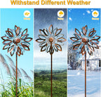 LimeHill Solar Wind Spinners Outdoor, Metal Large Wind Spinner with Stake, Garden Spinner Windmill for Yard, Gift for Family Friends (22" W x 87" H)