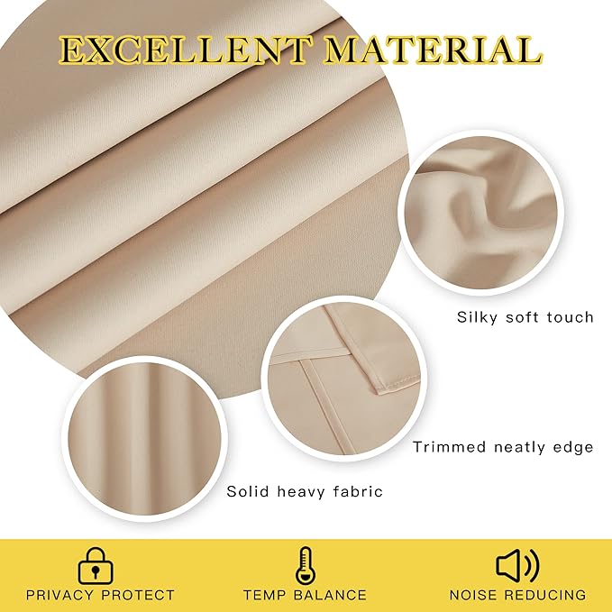 NICETOWN Doorway Curtain & Drape 78 inches Long - Grommet Thermal Insulated Privacy Blackout Window Treatment Soundproof for Bedroom/Living Room (Biscotti Beige, 1 Panel, W52 x L78)