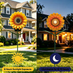 LEDs Solar Sunflowers Stake Lights for Garden Metal Warm White, Memorial Gift - Perfect as Remembrance & Sympathy Gifts (Flower)