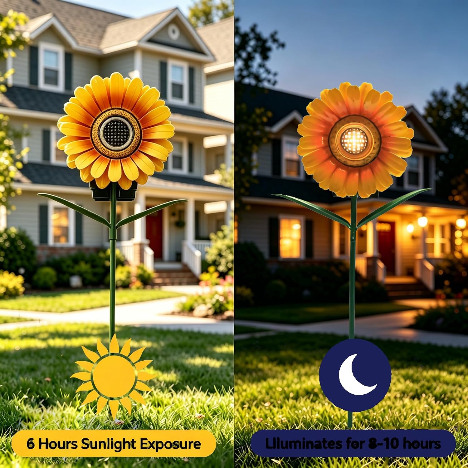 LEDs Solar Sunflowers Stake Lights for Garden Metal Warm White, Memorial Gift - Perfect as Remembrance & Sympathy Gifts (Flower)
