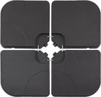 VECELO 4-Piece Heavy-Duty Cantilever Offset Patio Umbrella Base/Stand Outdoor, Square Plate Set with Lock Pins, Easy-Fill Spouts for Water/Sand, for Garden, Backyard and Poolside, Black