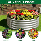 zizin 2 Pack Galvanized Raised Garden Bed Metal Round Raised Garden Beds Outdoor Planter Box for Vegetables (3FT, Silver)