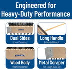 SPARTA 4002600 Stainless Steel Grill Brush, Grill Scraper With Long Handle For Commercial Cleaning, Kitchens, Restaurants, Bathrooms, 30 Inches, Brown