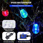 Outdoor String Lights 100FT (2×50FT), Patio Lights with 40 Dimmable RGBW LED Bulbs, IP66 Waterproof & Shatterproof, APP & Remote Control, 24V Adapter, Color Changing Lights for Backyard Decor