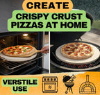 Large Pizza Stone for Oven 16 inch - Round Pizza Stone for Grill with Handles, Wood Pizza Peel and Cutter Set - Baking Stone for Bread - Pizza Making Kit Accessories - Gifts for Food Lovers