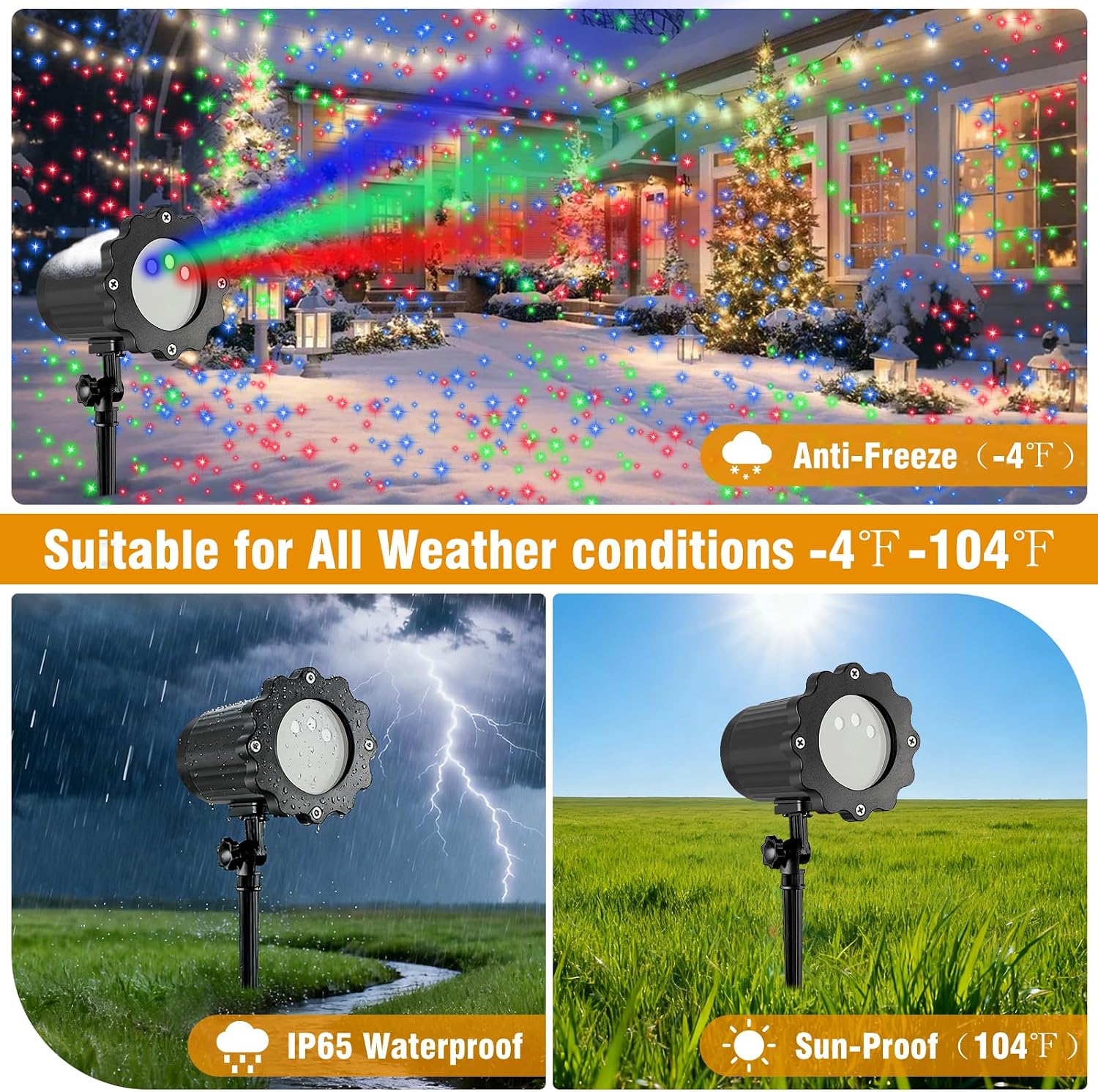 Christmas Laser Lights, Projector Lights Landscape Spotlight RGB Star Show with Christmas Decorative Patterns for Indoor Outdoor Garden Patio Wall
