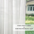 RYB HOME Outdoor Sheer Linen Curtains for Patio Privacy, Waterproof Light Filtering Drapes for Gazebo Porch Pergola, 2 Pieces with Curtain Ropes, 52 inch Width x 108 inches Long