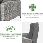 IDEALHOUSE Wicker Outdoor Recliner Reclining Patio Chairs with Adjustable Back & Footrest 150° Lay-Flat Reclining with Air Pump Rattan Flip-Up Side Table Outdoor Lounge Chairs for Pool Deck Balcony