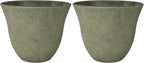 Classic Home and Garden Honeysuckle Resin Flower Pot Planter, Fossil Stone, 15" (Pack of 2)