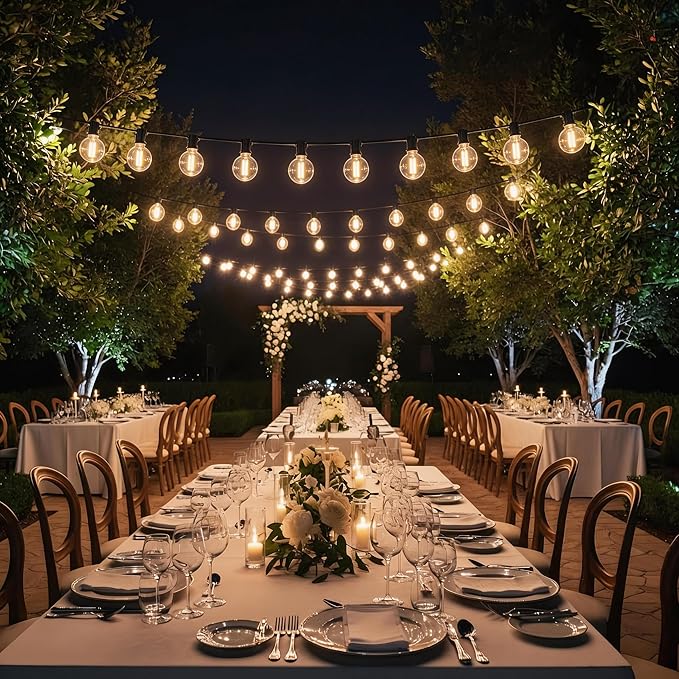 RTTY Classic Series 100FT All-Purpose Outdoor String Lights with 37 G40 Bulbs - Versatile for Patio & Deck Lighting, Backyard Gatherings, Poolside Evenings, and Intimate Wedding Decor