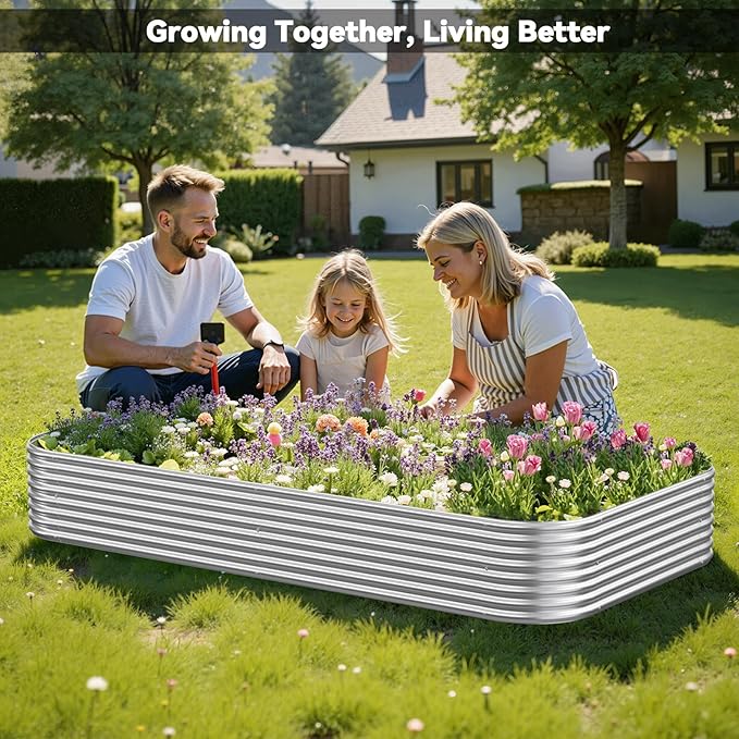 3 Pack 6x3FT Raised Beds for Gardening, Corrugated Galvanized Steel Raised Garden Bed, Outdoor Metal Above Ground Garden Bed for Vegetables and Flowers